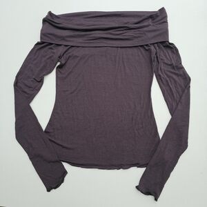 SKIMS Sheer Modal-Blend Off-Shoulder Long-Sleeve Top